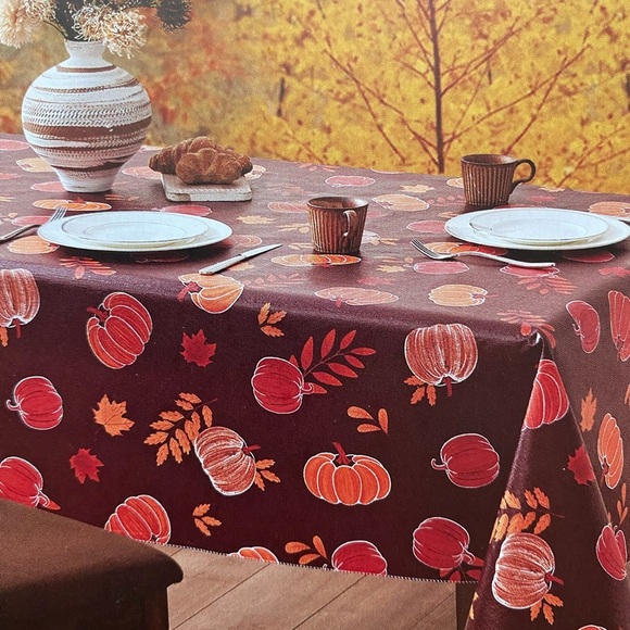 Kirkton House Vinyl 50x70” Oblong Tablecloth with Autumn Design - Picture 2 of 5